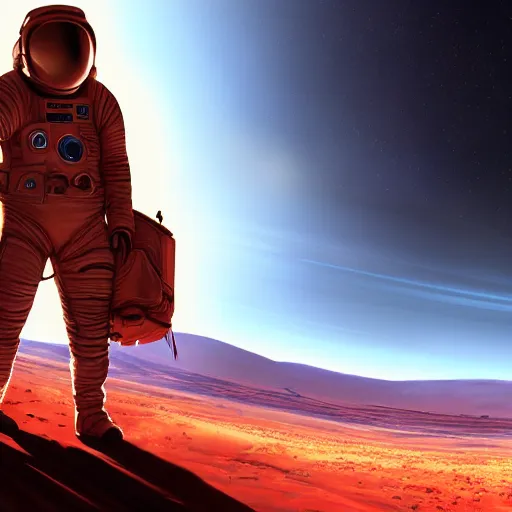 Image similar to astronauts arriving on mars, digital painting, ambient lighting, hyperdetailed, rendered, 8 k, 4 k, trending on artstation, space