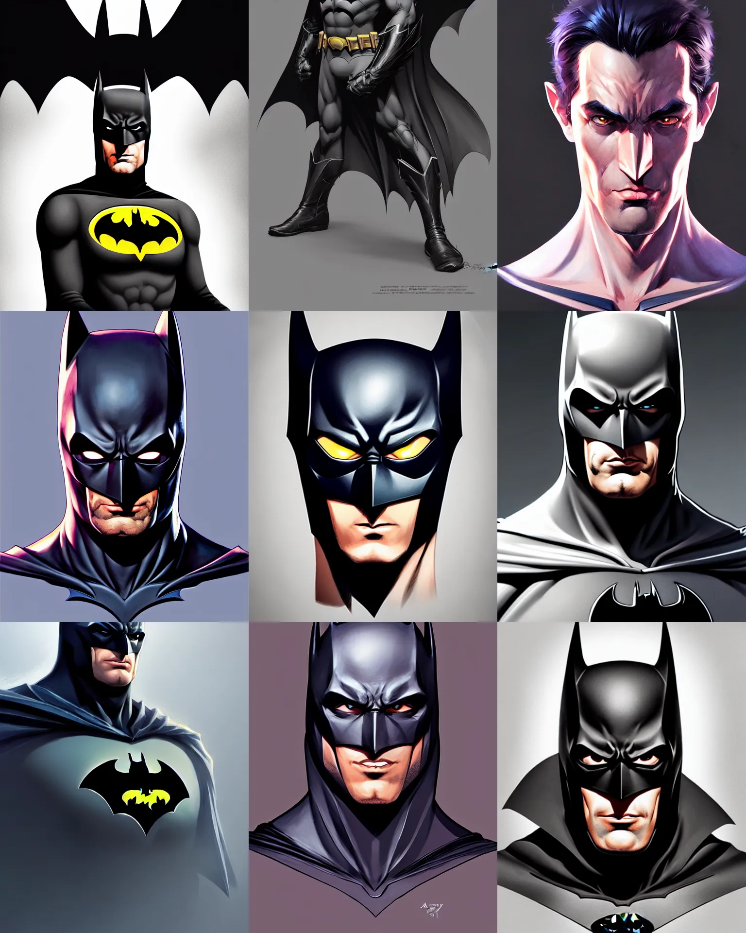 Prompt: character concept art of batman | | distinct - fine, key visual, realistic shaded perfect face, fine details by stanley artgerm lau, wlop, rossdraws, james jean, andrei riabovitchev, marc simonetti, sakimichan, and jakub rebelka, trending on artstation