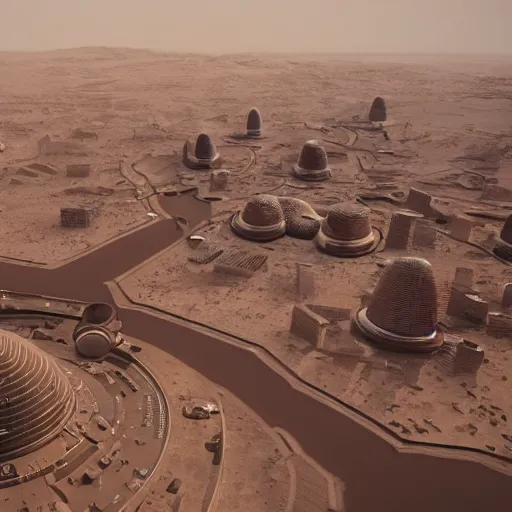 Image similar to futuristic city in the mars design by norman foster unreal engine 8k