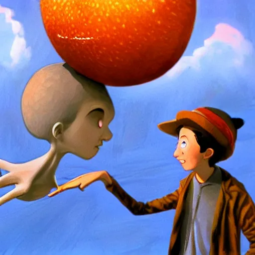 Image similar to concept art of james and the giant peach, steven spielberg style