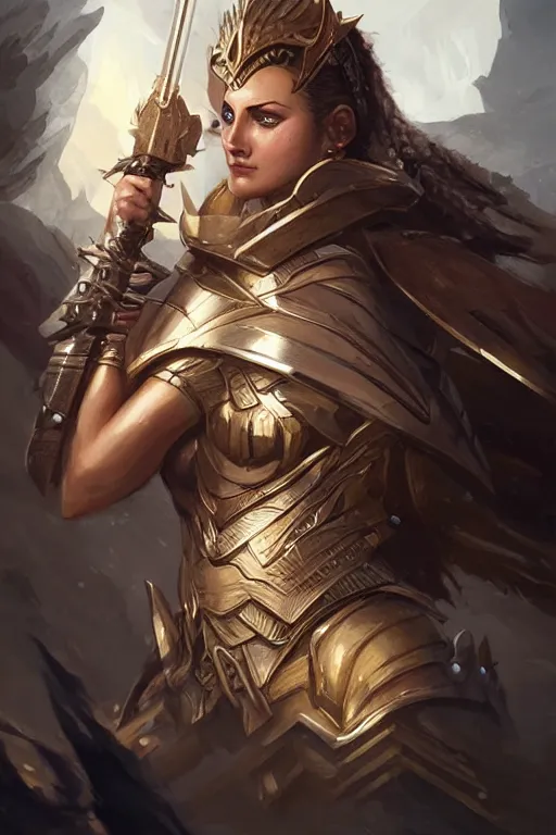 Image similar to amazon valkyrie athena, d & d, fantasy, portrait, highly detailed, headshot, digital painting, trending on artstation, concept art, sharp focus, illustration, art by artgerm and greg rutkowski and magali villeneuve