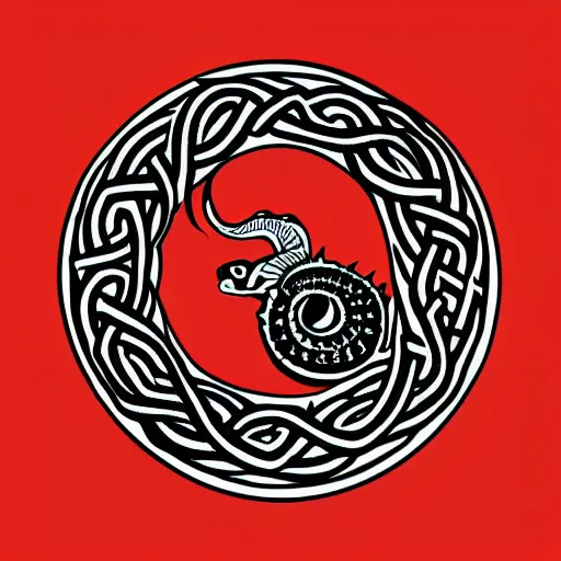 Prompt: jormungandr, ouroboros, flat design, monotone