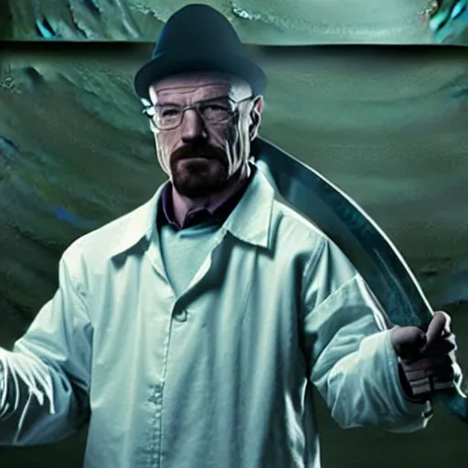 Image similar to walter white holding a sword