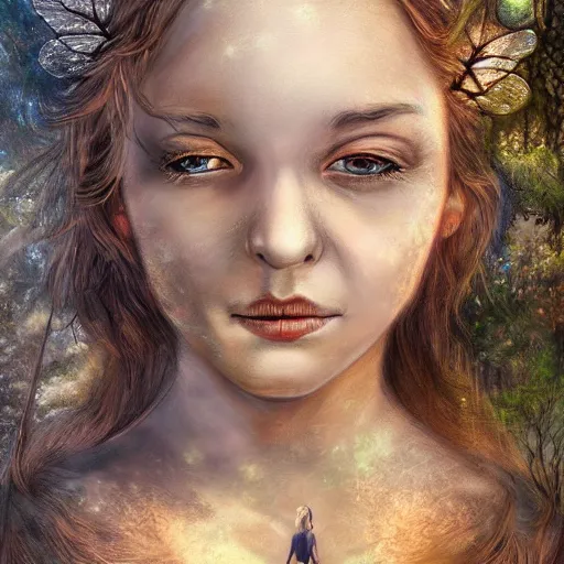 Image similar to portrait fairy emerging from a lake, art digital, highly detailed face, forest, fantasy, artwork