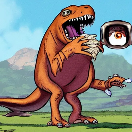 Prompt: Spielberg Trex vs. E.T in the style of a fighting game