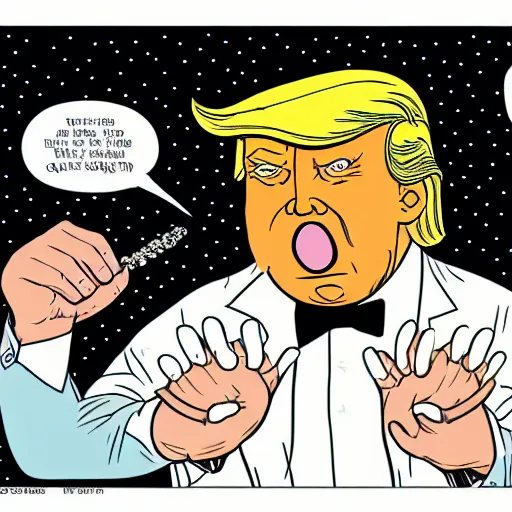 Prompt: close - up portrait of donald trump eating a nuclear bomb, by chris ware