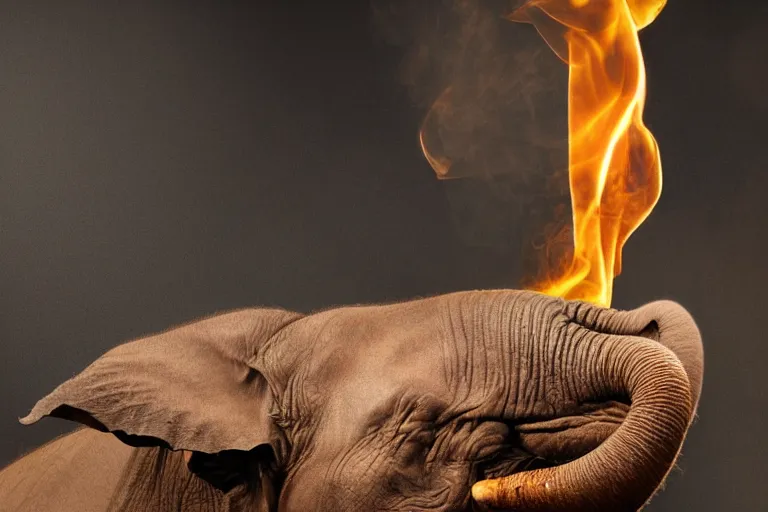 Prompt: ultra realistic nature photography, picture of ( subject : a cigar smoked by an elephant ). the scene is set in a cigar lounge, a very smokey atmosphere, small thick clouds of cigar smoke, artstation, focus on the cigar, extremely detailed and crisply sharp cigar, hyperrealistic smoke, sigma, 4 k