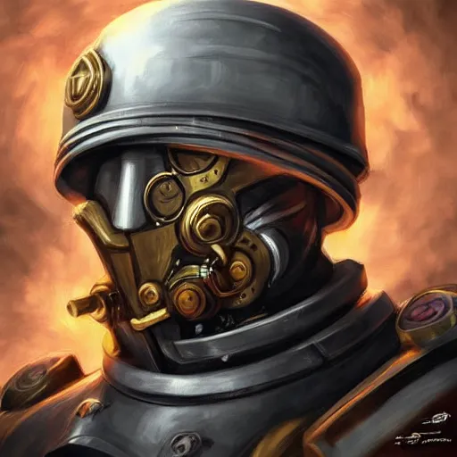 Image similar to German Kaiser Wilhelm II as a giant dieselpunk robot, portrait, concept art, art by Artgerm