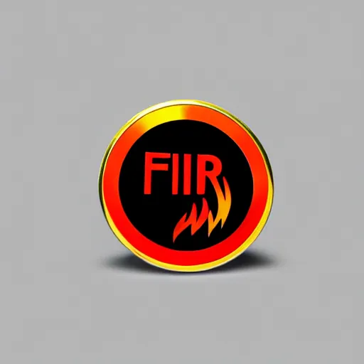 Image similar to a photo of a retro 8 0 s minimalistic clean fire warning enamel pin, studio lighting, behance