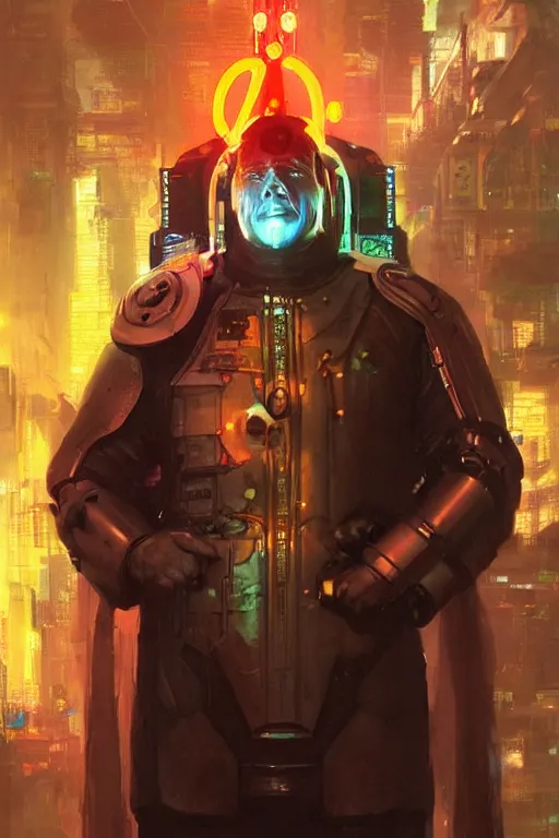 Image similar to cyborg Boris Johnson as Bishop Xman in cyberpunk, neon lighting, digital art from artstation by Ruan Jia and Mandy Jurgens and Artgerm and william-adolphe bouguereau and Greg Rutkowski and Wayne Barlowe