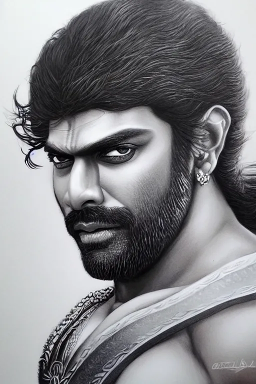 Prompt: Rana Daggubati in Bahubali by artgerm, photorealistic, intricate detail