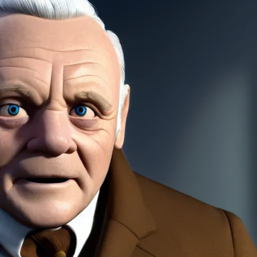 Image similar to anthony hopkins as a pixar disney character from up ( 2 0 0 9 ), unreal engine, octane render, 3 d render, photorealistic