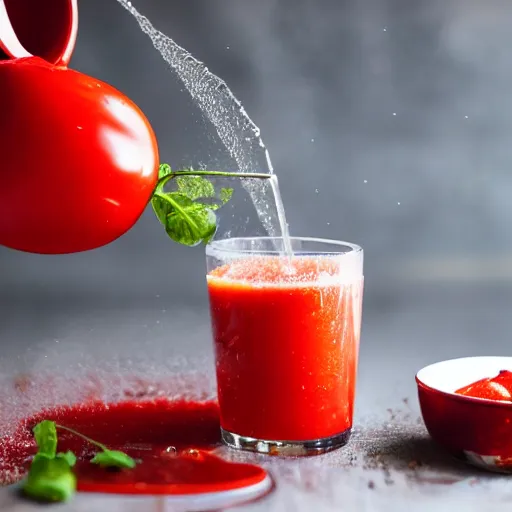 Prompt: raining tomato juice