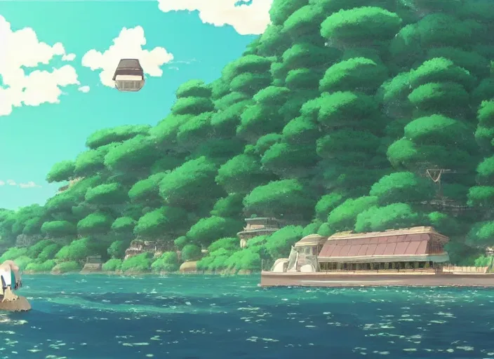 Prompt: a scene from spirited away, wide shot, peaceful and serene, incredible perspective, anime scenery by Makoto Shinkai and studio ghibli, very detailed