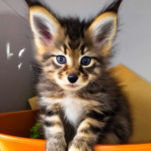 Image similar to a super cute maine coon coyote kitten