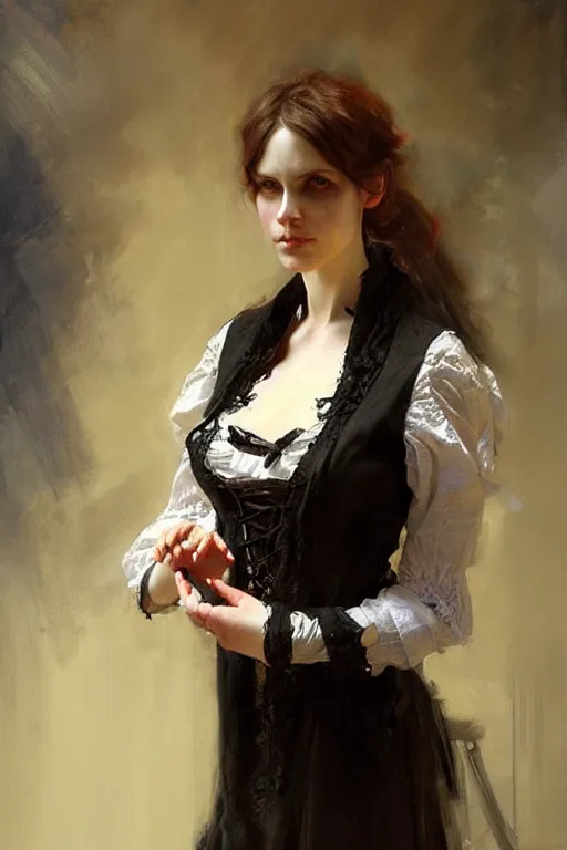 Image similar to victorian gothic lady, painting by daniel gerhartz, detailed art, artstation