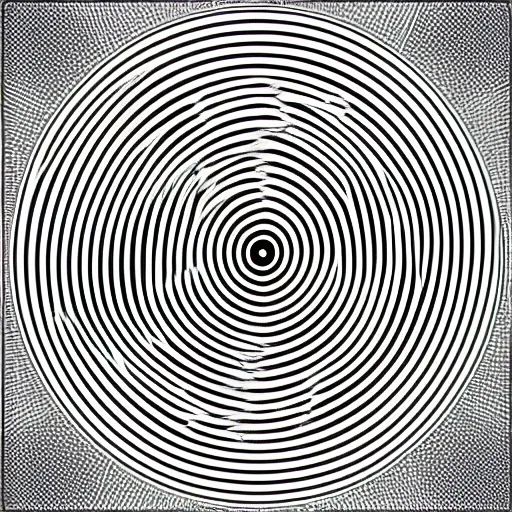 Image similar to optical illusion, circles, squares, lines, black and white, illusion, subliminal, secret shape, hidden shape, message, illusion, visuals, clear