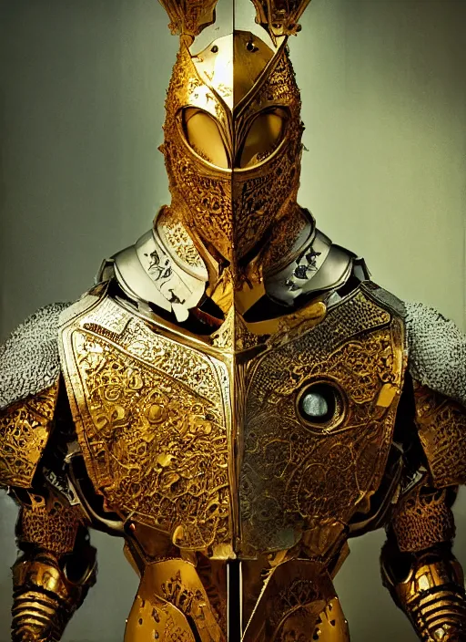 Image similar to portrait of king arthur knight cyborg, kintsugi, modern fine art, fractal, intricate, elegant, highly detailed, digital photography, subsurface scattering, by jheronimus bosch and frank miller and greg rutkowski,