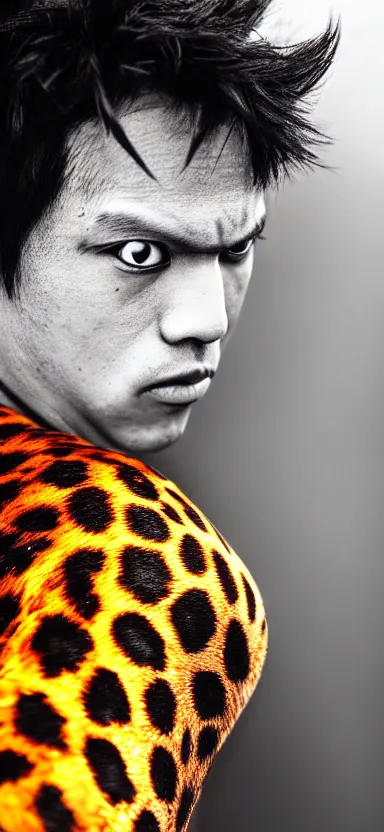 Image similar to a portrait photo of luffy as cheetah, side shot, by professional photographer, 8 k resolution, high quality