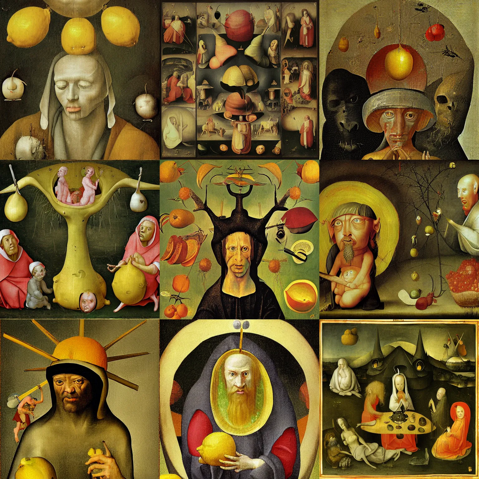 Prompt: the god of lemon, high resolution digital art in the style of Hieronymus Bosch