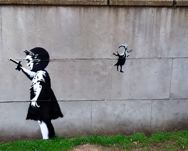 Image similar to artwork by banksy