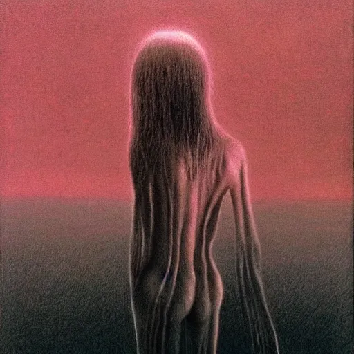 Image similar to grunge drawing of in the back of my mind by - Zdzisław Beksiński, detailed, elegant, intricate