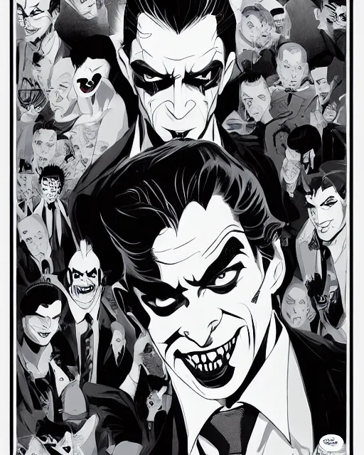 Image similar to handsome male vampire, symmetrical face, evil grin, cinematic, dramatic, super detailed and intricate, 4 k render, by koson ohara, by darwyn cooke, by satoshi kon