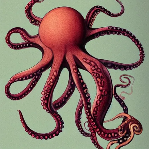 Prompt: octopus with past as its tentacles, and a basketball as its body