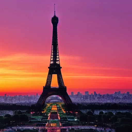 Image similar to photo of the eiffel tower at sunset with chinese tourists everywhere - chinese writing signs on tower - comic book style