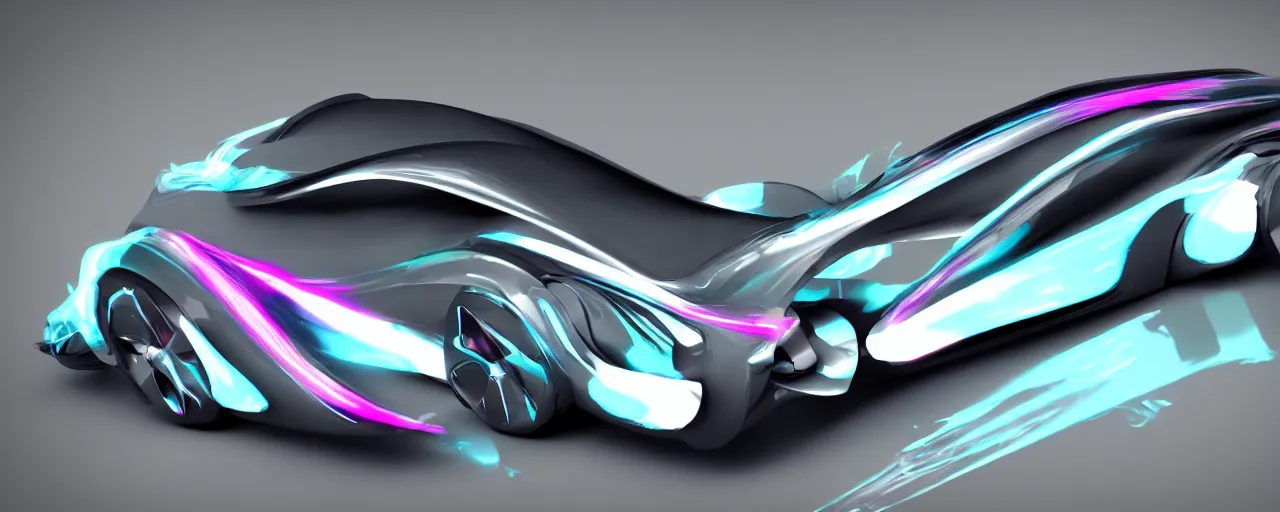 Image similar to concept car, digital art, 3d render, fast, motion blur, neon