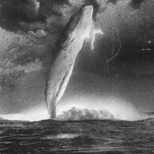 Image similar to press photos of natural disasters when cities were drowned in space whale semen