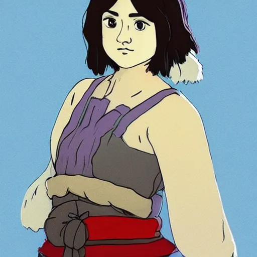 Image similar to jenna coleman as princess mononoke, studio ghibli art