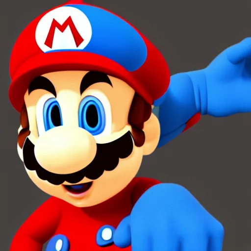 Image similar to Mario as a smurf, clipart, wide view