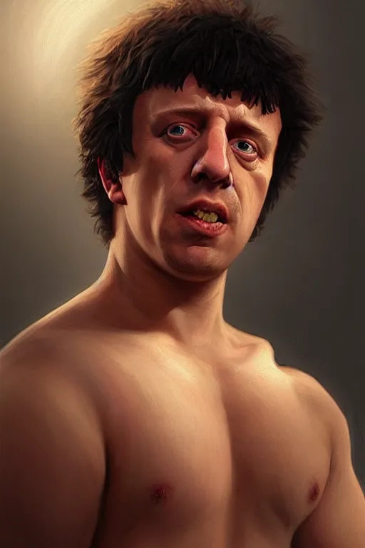 Image similar to Boris Johnson as Rokky Balboa, realistic portrait, symmetrical, highly detailed, digital painting, artstation, concept art, smooth, sharp focus, illustration, cinematic lighting, art by artgerm and greg rutkowski and alphonse mucha