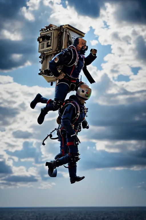 Image similar to joe biden flying with jet pack, hdr, masterpiece, photorealistic, cinematic, intricate detail, smooth, 4 k, aesthetic lighting, baroque object, sharp focus, hyper detailed, featured face details, tumblr trending, ultra realistic, winning pullitzer award photo by : canon eos 5 d mark iv, by karah mew and adnan abidi and jodie bateman