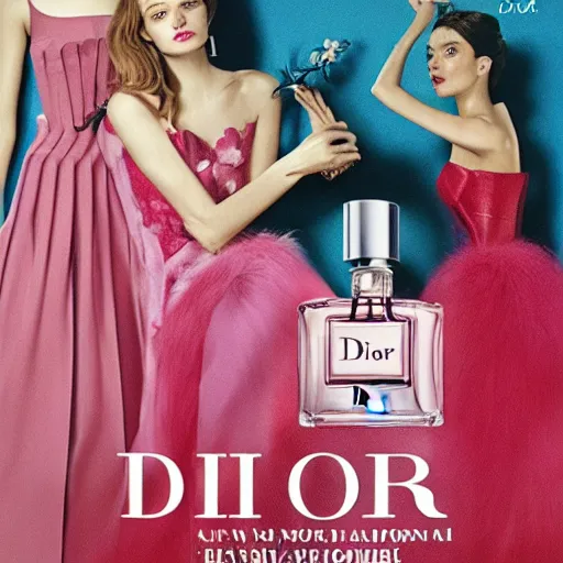 Image similar to dior floral pink perfume advertisement