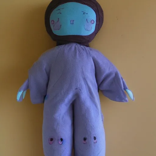 Prompt: Creepy huggy wuggy doll