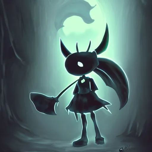 Prompt: knight from team cherry's hollow knight game, digital art by ari gibson, trending on artstation, award winning