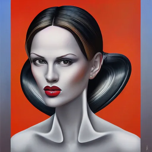 Prompt: a striking painting of a woman, an ultrafine detailed painting by rafal olbinski, behance contest winner, pop surrealism, detailed painting, skeuomorphic, airbrush art