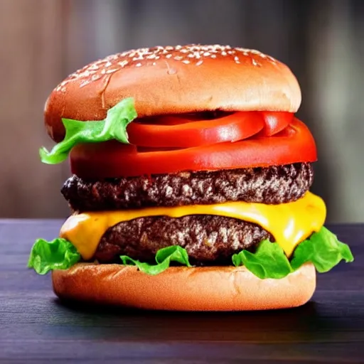 Prompt: photo of a tasty cheeseburger