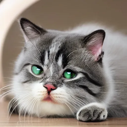 Image similar to cute cat fluffy, bowling ball