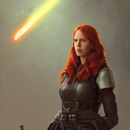 Image similar to portrait of a woman by greg rutkowski, a jedi commander, mara jade, wearing the tactical gear of the galactic alliance, star wars expanded universe, she is about 4 0 years old, highly detailed portrait, digital painting, artstation, concept art, smooth, sharp foccus ilustration, artstation hq