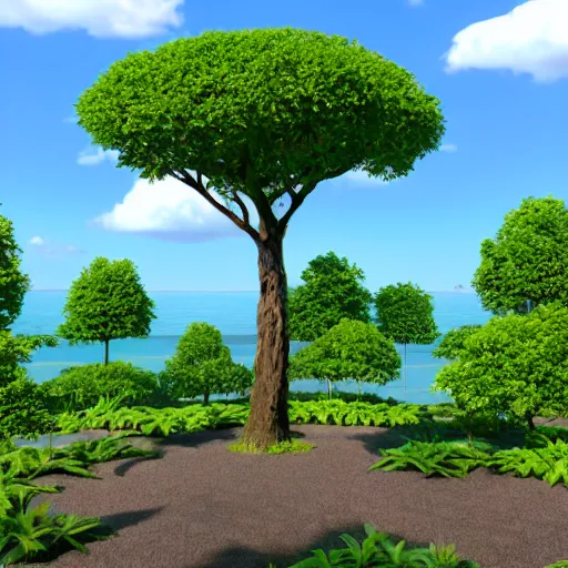 Image similar to a realistic photograph of the garden of eden with the tree of life in the center, hyperrealistic, cinema 4 d, cinematic, rendering unreal engine 5