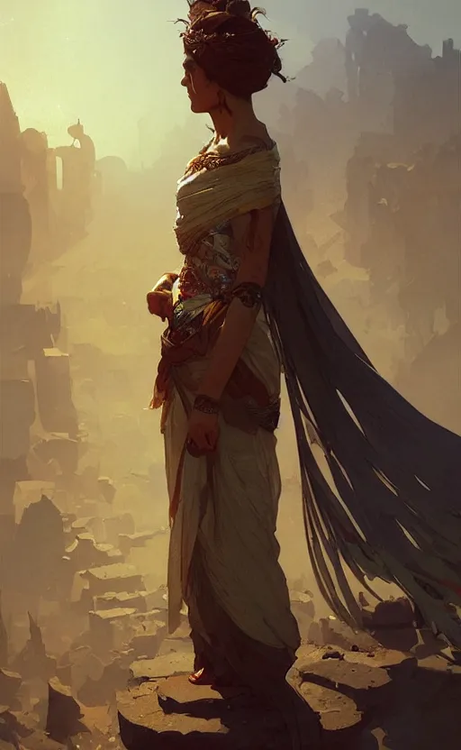 Image similar to a personification of kurdistan, highly detailed, digital painting, artstation, concept art, sharp focus, illustration, art by greg rutkowski and alphonse mucha