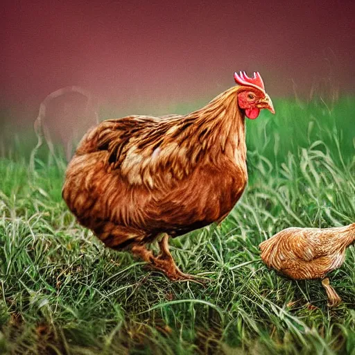 Prompt: hybrid of a cat and a chicken, wild species photography, studio colors, award-winning