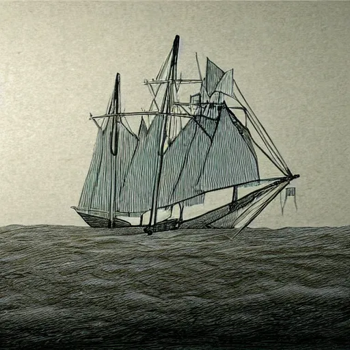 Image similar to A ship on a deserted island, realism drawing