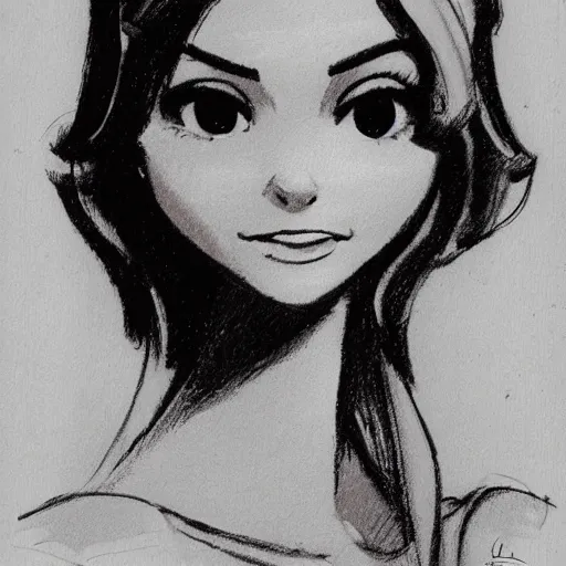 Image similar to milt kahl sketch of victoria justice as princess padme from star wars episode 3