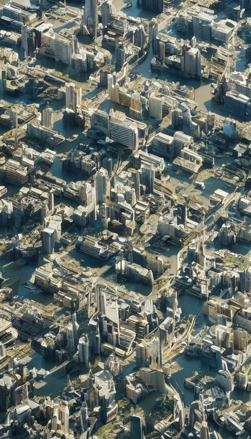 Prompt: hasselblad photograph of a frank gehry designed flooded city. dappled lighting, very beautiful!! aerial shot