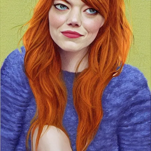 Image similar to portrait of emma stone as a goldfish