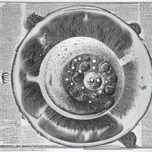 Image similar to Xiphosura, scientific depiction, Textbook Illustration in clolour, 1982